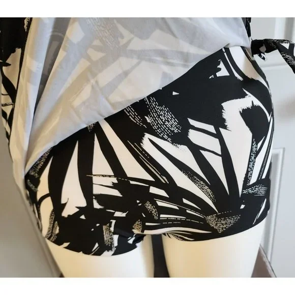 Maxine Of Hollywood Halter Neck Skirted Front One Piece Swimsuit Tropical Sz 10 - Picture 5 of 15